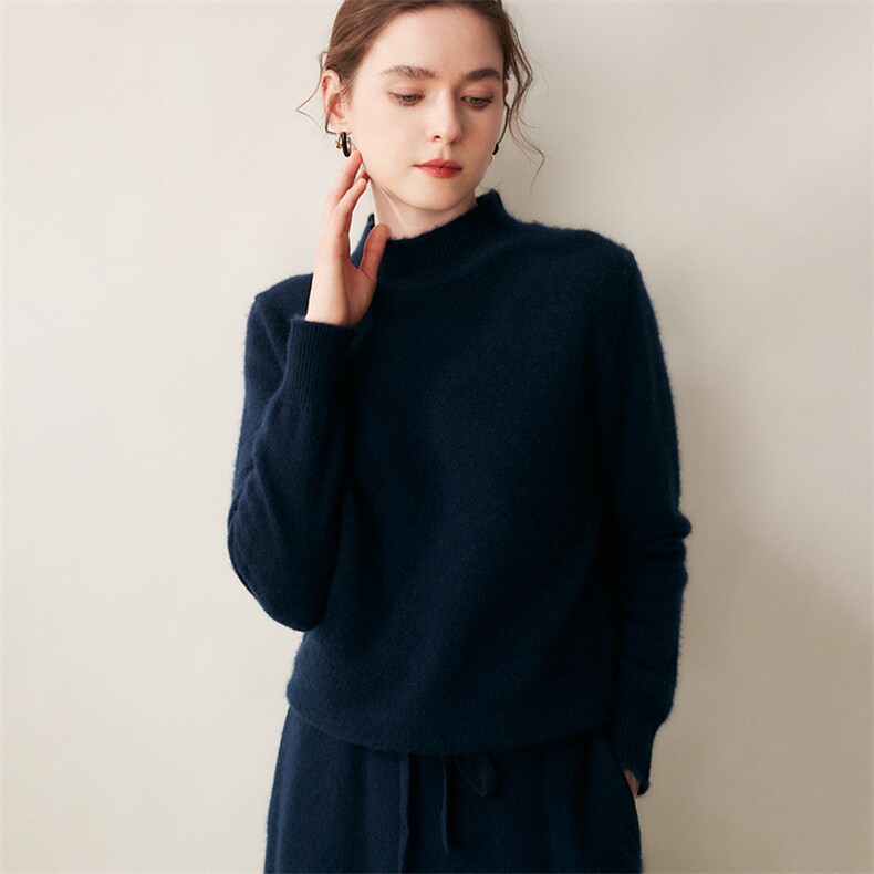 2025秋冬新款女羊绒衫100纯羊绒半高领羊绒长袖羊绒上衣气质内搭,女装羊绒衫,绒创羊绒