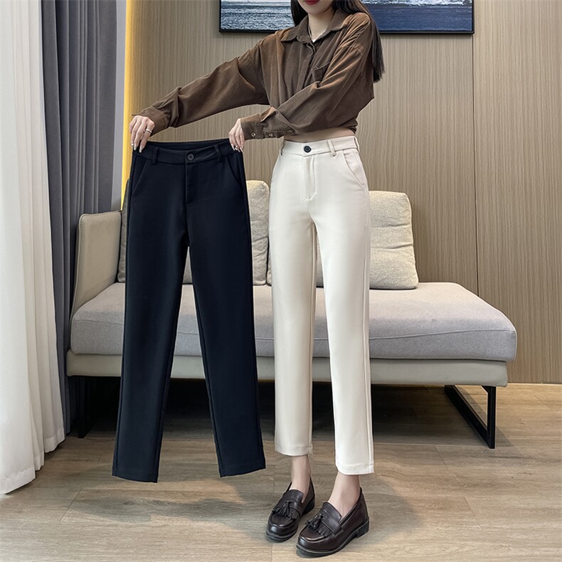 弹力黑色西装裤女2024新款八九分休闲小脚西裤烟管萝卜裤子春秋,女装休闲裤,云美莎专业女裤-全店现货