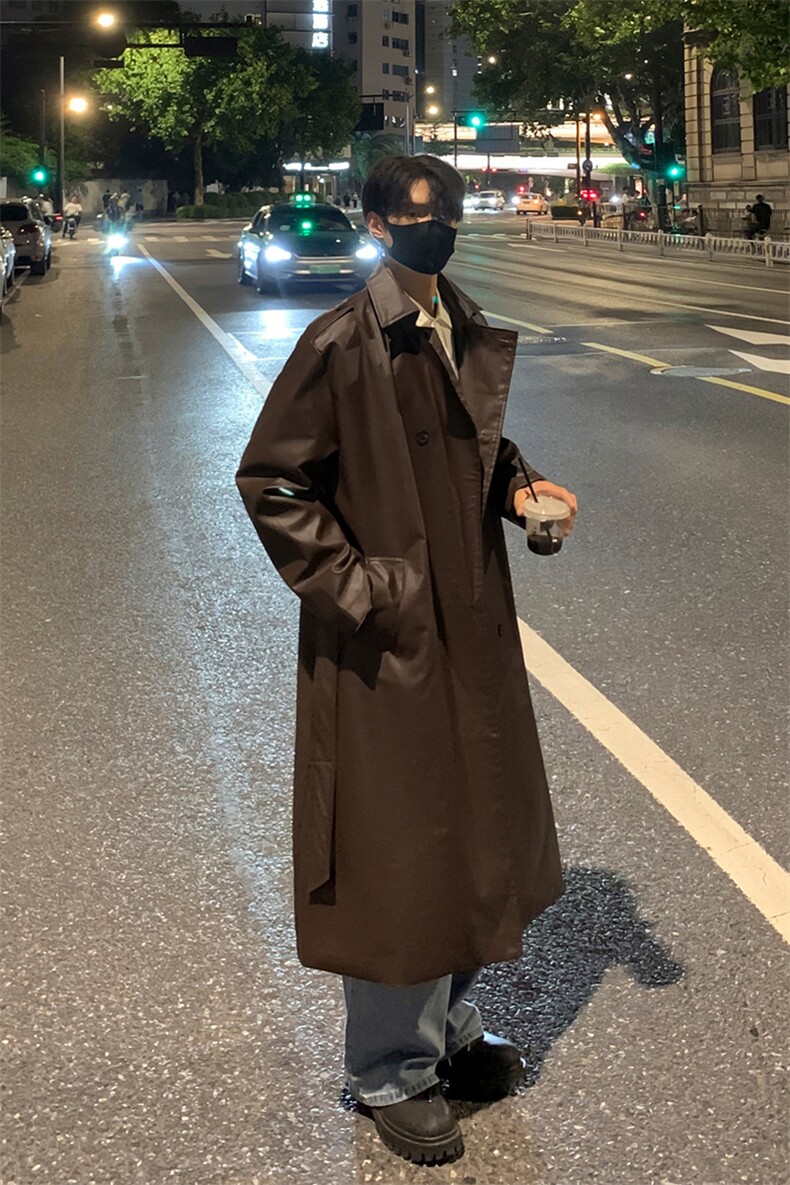 高端上衣男秋季新款设计感双排扣风衣中长款外套-A1129P108控158,男装风衣,电商B241