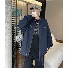 26春装高品质老钱风立领夹克外套男女美式潮牌拉链工装风宽松上衣，男装夹克，电商A486