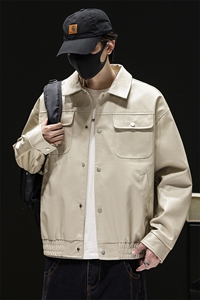 防水防污皮衣男款秋季高街痞帅机车外套宽松PU皮夹克Q5553-P75图片