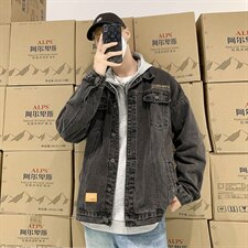 2021秋季新款学生大码男休闲牛仔外套港风工装夹克J120-P75，男装夹克，电商A001