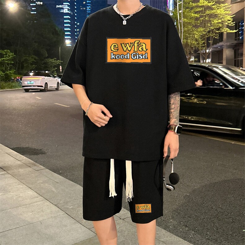 套装！华夫格套装短袖T恤短裤男TZ238-特P38,男装牛仔裤,电商B367