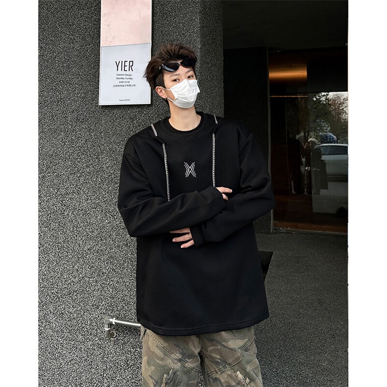 链条项链款男大时尚卫衣秋冬打底设计高街痞帅潮男打底衫长袖P55,男装卫衣,电商B319