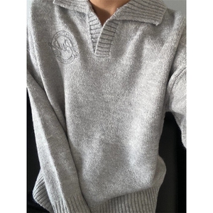【有货】DM5301-P58运动学院风毛衣男女宽松慵懒美式针织衫外套潮图片