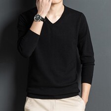 M04001限价158元男士冬季长袖V领纯羊毛针织衫休闲P88，男装针织衫/毛衣，电商B360