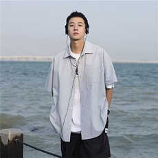 夏季薄款休闲短袖衬衫男士港风日系休闲半袖衬衣外套潮牌男生2025，男装衬衫，星座506A