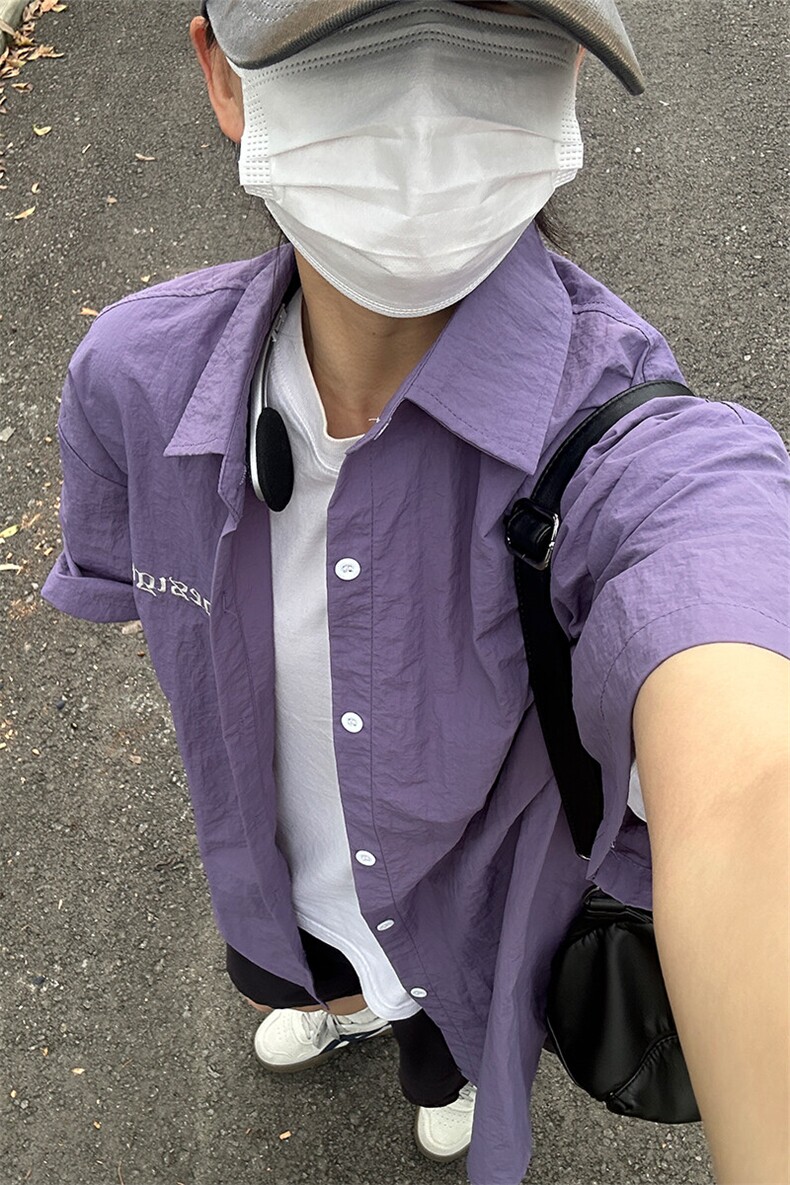 夏季新款速干短袖刺绣衬衫潮流港风宽松百搭男半袖CS285-P35,男装T恤,星座301C-5