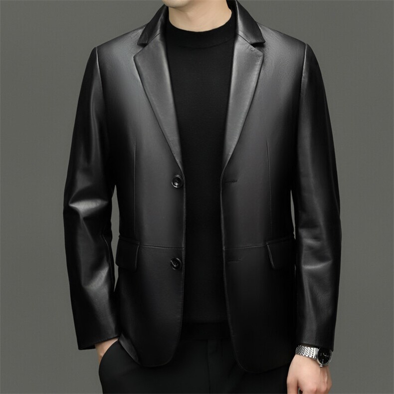 BG-H20801新款真皮皮衣男绵羊皮外套商务休闲西服韩版修身，男装西服，电商B360