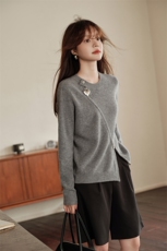 秋冬季羊绒休闲简约时尚百搭桃心拉链12针单股元宝针开衫，女装羊绒衫，绒知纯羊绒