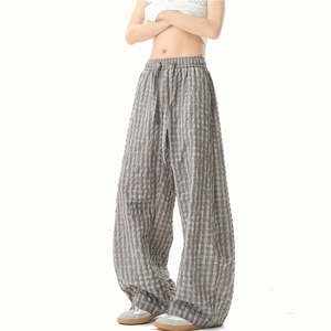 【现货】A800-特批45-控78 薄款泡泡格面料休闲裤 男女款格子裤图片