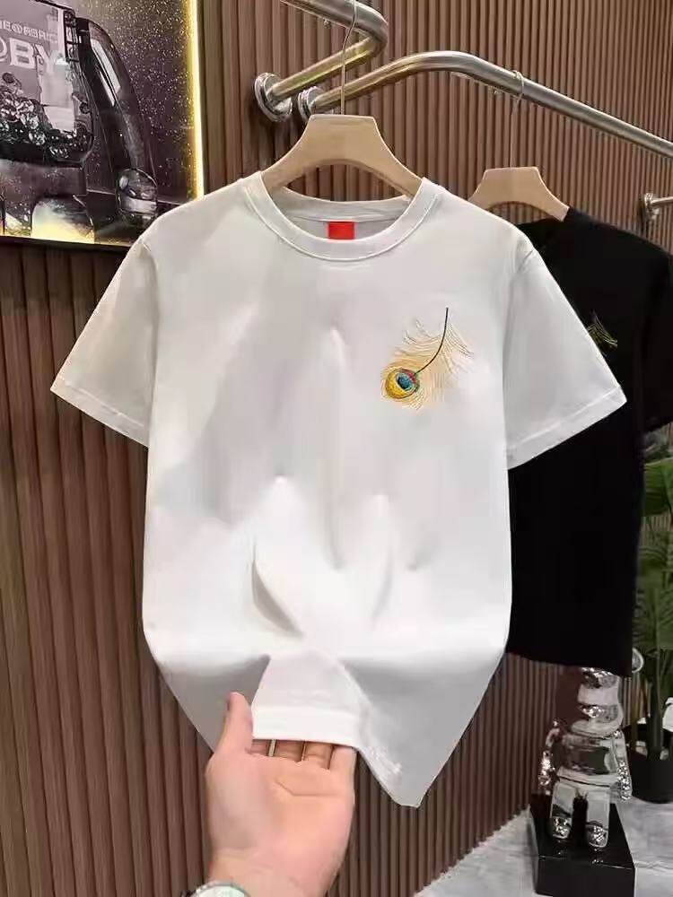 刺绣款夏季新款潮牌时尚短袖T恤男宽松圆领休闲半袖上衣潮流ins,男装T恤,星座613