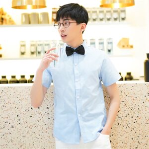 女装类目夏天短袖衬衫情侣装花边纯色半袖衬衣男女816B-Y208图片