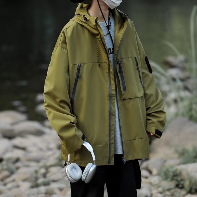 山系工装防晒冲锋衣外套男2024秋季潮牌连帽夹克WT50-P68,男装防晒衣,星座1109-3