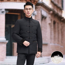 现货新款中年羽绒服唐装外套男复古盘扣风羽绒服外套中式唐装，男装羽绒服，钱塘723