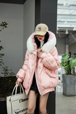 卡菲莱95白鸭绒配段染大狐狸毛领可拆卸重工亮，其它，卡菲莱