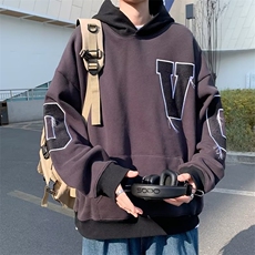 美式街头撞色加绒加厚卫衣男ins潮连帽高街XQ07P40，男装卫衣，星座1116-2