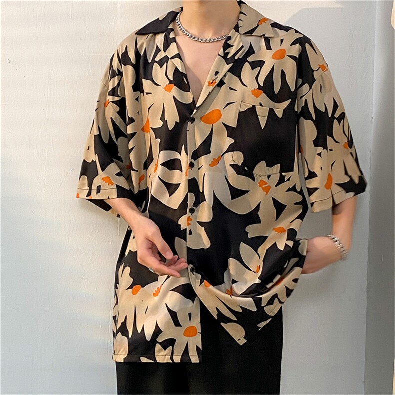 夏季五分袖潮牌宽松垂感面料男式痞帅衬衫男百搭防晒服外套夹克,男装衬衫,星座301D-5(原星座1415）