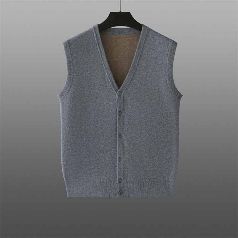 时尚男士V领马甲修身显瘦高品质羊毛材质秋季必备单品，男装背心/马甲，旭友羊绒