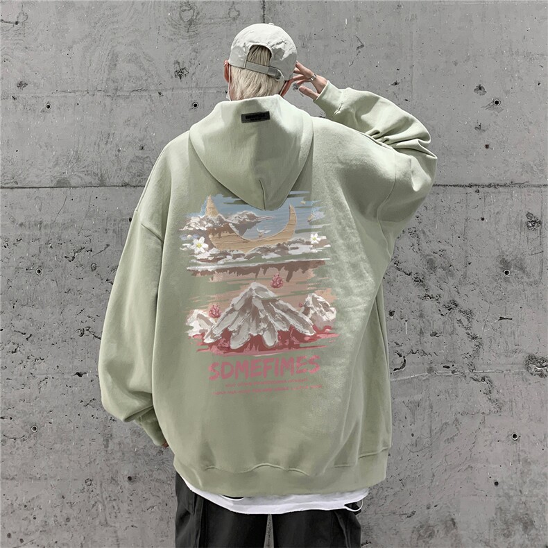 供抖音丶重磅高品棉350克排扣连帽水彩云卫衣LW6117-特p58控78,男装卫衣,星座508（原C305）