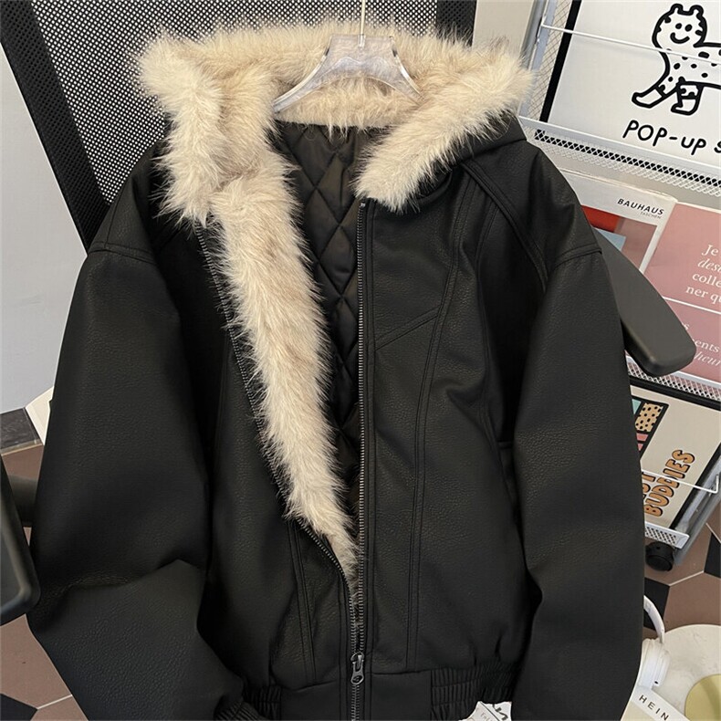 美式高街解构毛领连帽棉服男女cleanfit宽松潮流棉衣M0276-P140,男装棉衣,星座308B-1