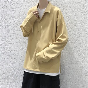秋季新款2021男生长袖衬衫宽松百搭韩版纯色衬衣A071-C08-P38，男装衬衫，电商A071