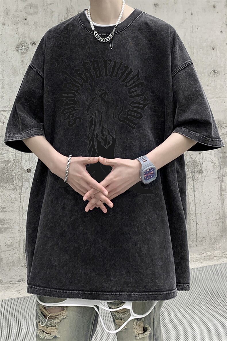 量大优可提供视频2024夏水洗美式短袖T恤D223A-ST2408-P25,男装T恤,电商019-1