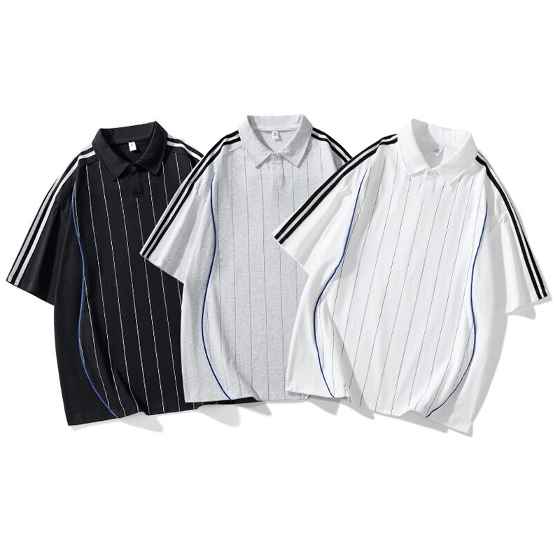 美式重磅POLO衫短袖男夏季复古潮牌宽松翻领休闲简约体恤半袖T恤，男装Polo衫，星座1206（原A206）