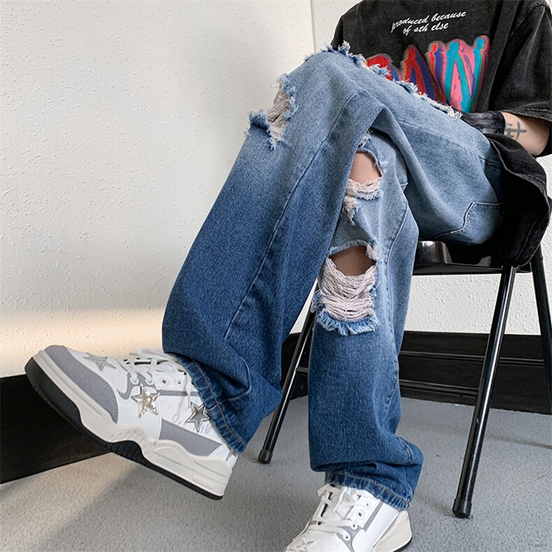 美式高街小众夏季破洞牛仔裤货号K729P60，男装牛仔裤，电商A063