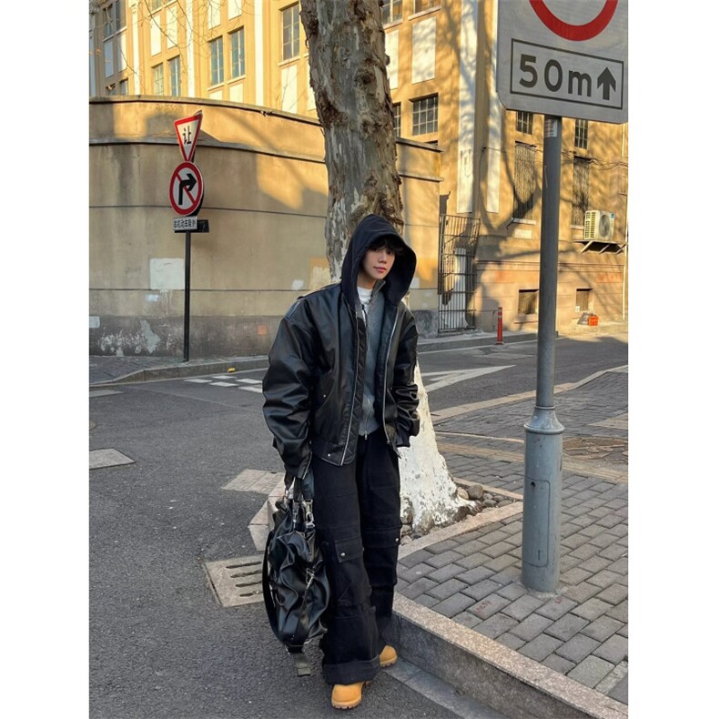 美式复古港风皮衣外套新款街头pu皮夹克男宽松513APY2434P68,男装皮衣,星座513A
