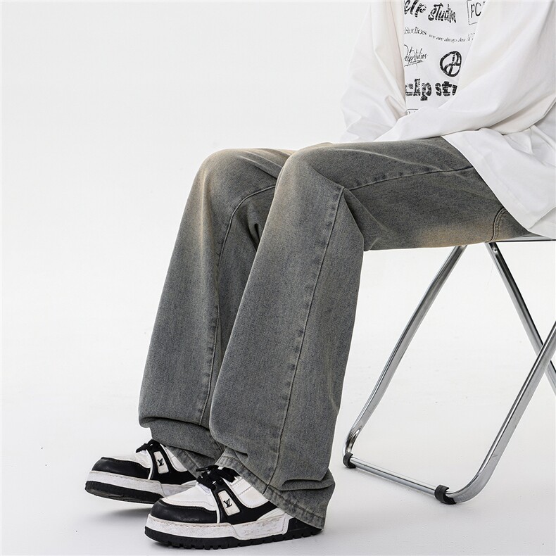 vintage美式高街牛仔裤男vibe水洗做旧微喇KZ010P58,男装牛仔裤,电商B312