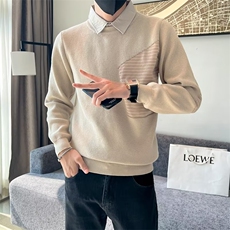 男士假两件撞色翻领针织毛衣秋冬款潮流时尚拼接Y3344P65，男装针织衫/毛衣，星座1116-2