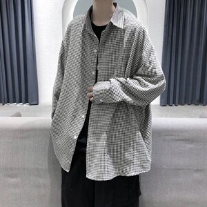 早秋新款千鸟格长袖衬衫宽松青年衣服男A071-C09-P38，男装衬衫，电商A071