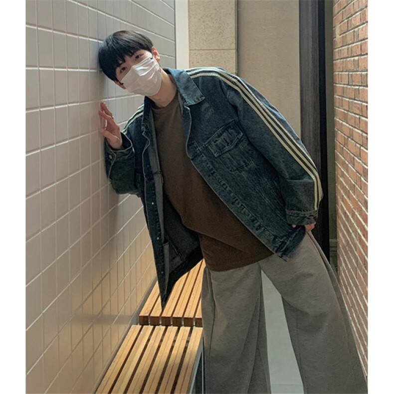 秋冬高街三条杠牛仔外套男休闲网红工装棒球服装ins痞帅GY802,男装工装外套,星座1116A（原606A-3）