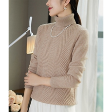 秋冬季35%羊绒简约休闲百搭时尚七针高领羊绒衫，女装羊绒衫，云暖羊山羊绒