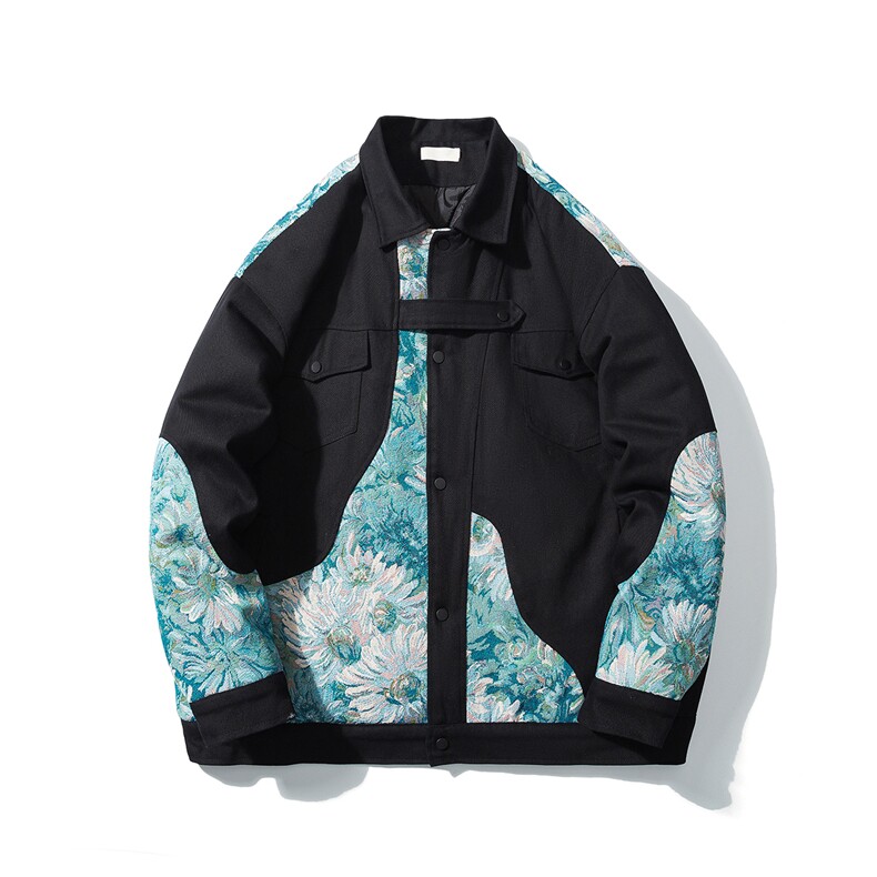 1日系白底刺绣拼接设计大码M-5XL夹克棉服外套男8706P115控158，男装夹克，星座226-2