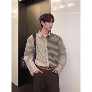 1506/QS2280/P37男士通勤条纹休闲衬衫商务百搭时尚帅气衬衣图片