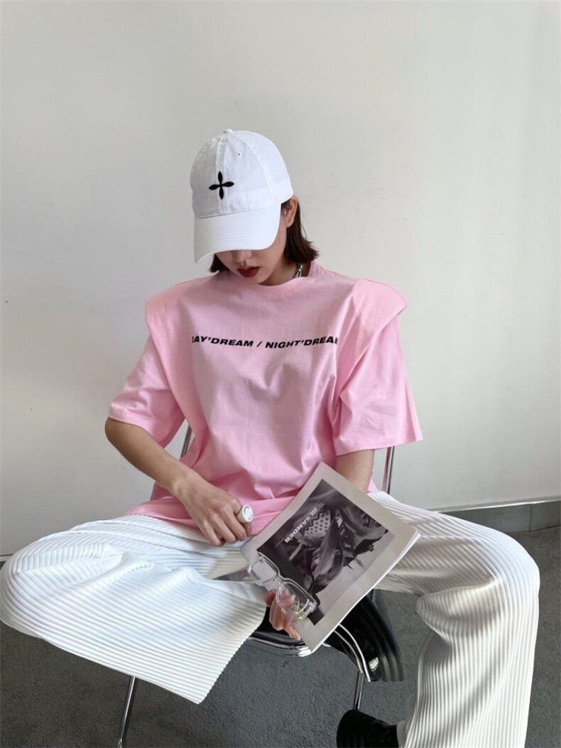 垫肩大版T恤，女装T恤，YSQ Boomboom