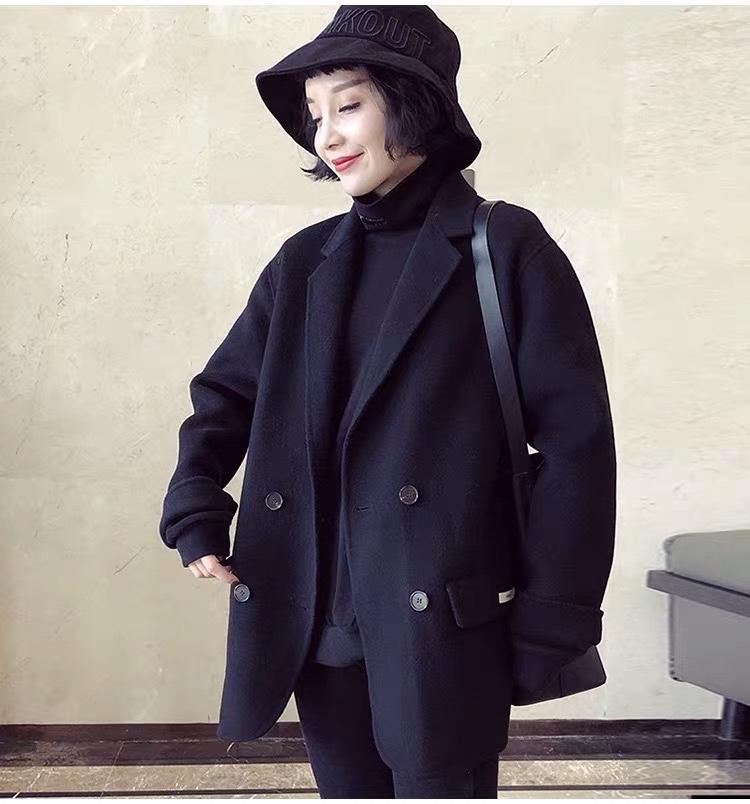 SL2081欧货西装领四粒扣百分百羊毛双面呢大衣,女装西装,L·H·X