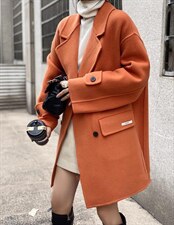 2021秋冬新款时尚西装领四粒扣气质宽松百搭百分百羊毛双面呢，女装西装，L·H·X