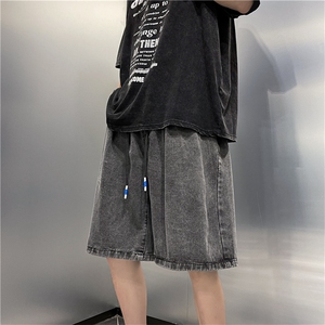 现货 美式复古水洗潮休闲五分裤夏季薄款直筒牛仔裤男 K6561-P36图片