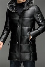 X17710秋冬新款海宁皮衣男士中长款鸭绒羽绒服狐狸毛连帽P920，男装皮衣，电商B360