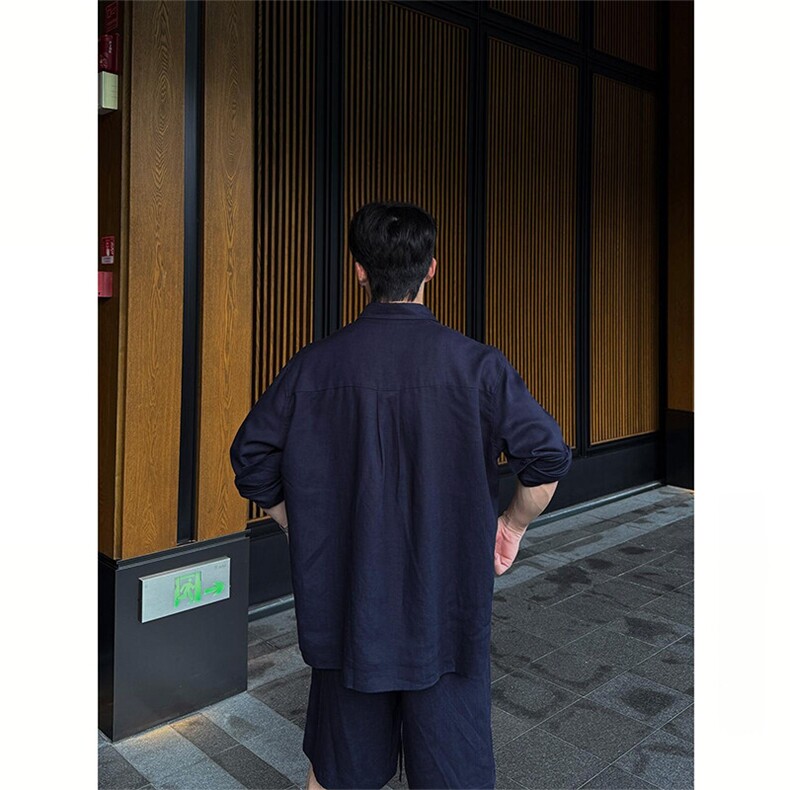 夏季老钱风天丝亚麻长袖衬衫外套C037-P45,男装衬衫,星座1004-3