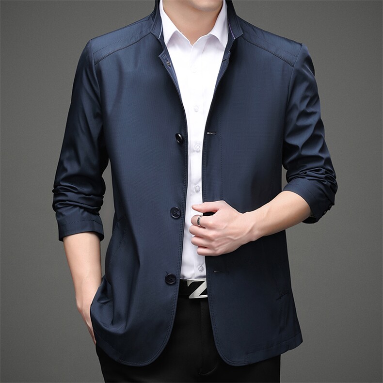 男士2023年秋季新款长袖立领茄克休闲中年男士夹克MY909-P140,男装夹克,电商B212（原钱塘6029）