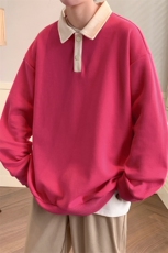 春装新品运动纯色翻领衬衫2023潮拼接卫衣男女WY3672-P65控价88，男装卫衣，电商A441-1