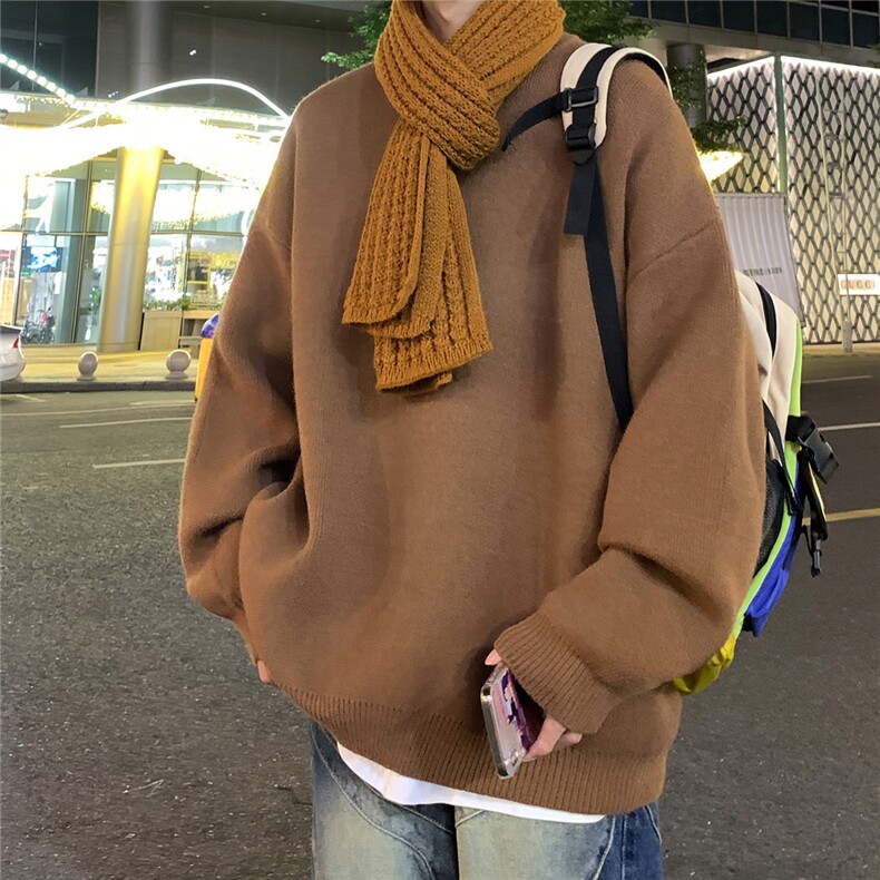 港风夜景宽松休闲圆领毛衣A247-M800常规特批35加绒特批50控78,男装针织衫/毛衣,电商A247