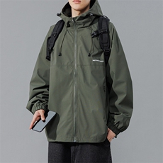 冲锋衣连帽夹克男宽松落肩纯色上衣外套DSA157B-JK727-P58，男装夹克，电商A157B