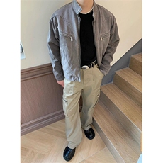 立领牛仔外套男春季复古潮牌拉链短款外套美式哈灵顿夹克JKT258，男装工装外套，星座516A