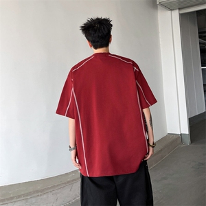 2025夏季新款男线条宽松休闲潮流痞帅短袖t恤 T63图片