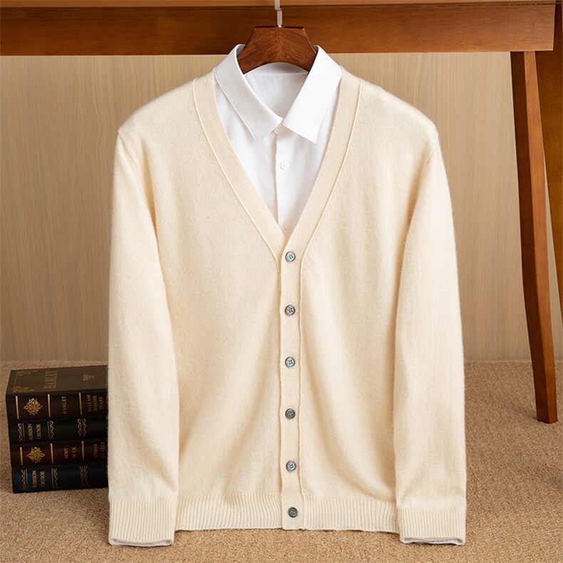 高品质羊绒男士V领开衫保暖时尚单品舒适百搭男装，男装羊绒开衫，佑昭祥羊绒